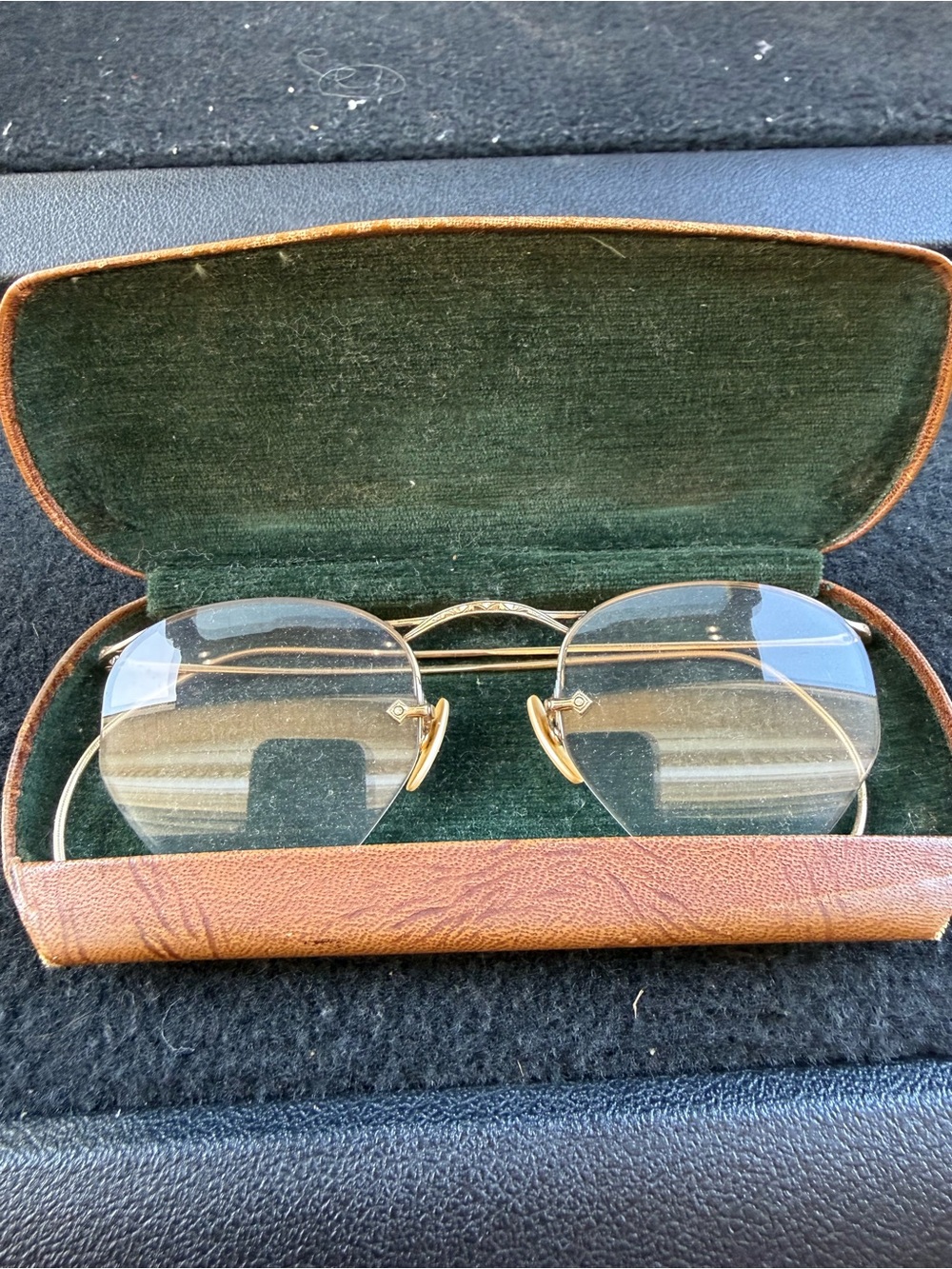 Vintage 12k gold-filled rimless spectacles, Bausch & Lomb, early 20th century
